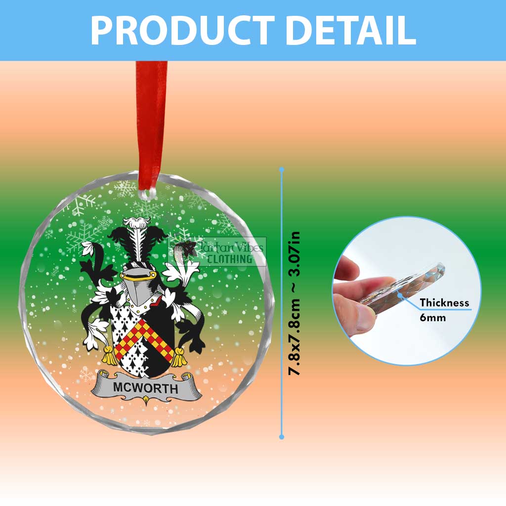 McWorth Irish Clan Christmas Glass Ornament with Coat of Arms - 2D-tartanvibesclothing