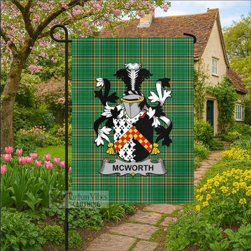 McWorth Irish Clan Tartan Garden Flag with Coat of Arms