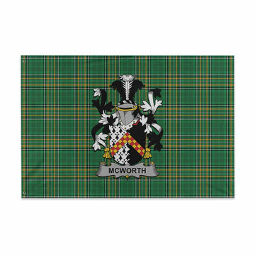 McWorth Irish Clan Tartan House Flag with Coat of Arms