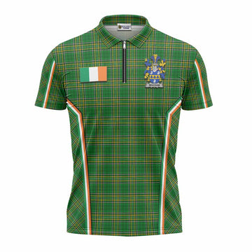 Meacham Irish Clan Coat of Arm Tartan Zipper Polo Shirt Flag Style