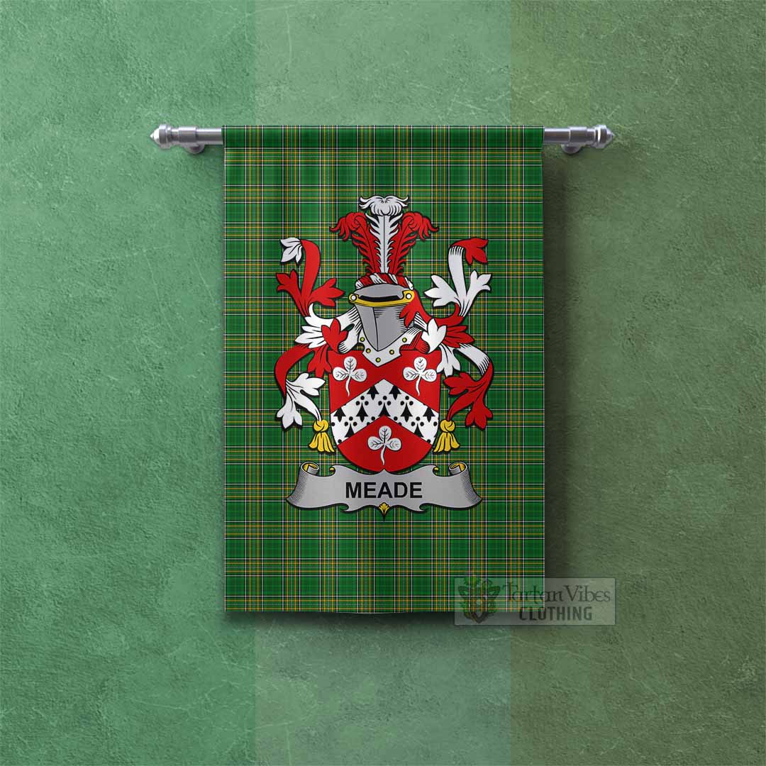 Tartan Vibes Clothing Meade Irish Clan Tartan Gonfalon, Tartan Banner with Coat of Arms