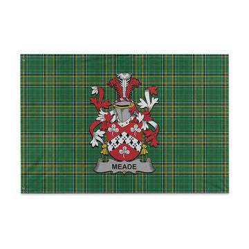 Meade Irish Clan Tartan House Flag with Coat of Arms