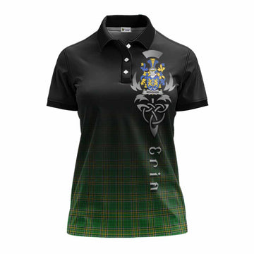 Meagher Irish Clan Women's Polo Shirt with Coat of Arms Erin Go Bragh Celtic Inspired