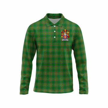 Meara Irish Clan Tartan Long Sleeve Polo Shirt with Coat of Arms Unisex - Tartan Vibes Clothing