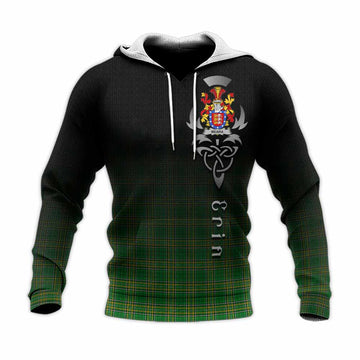 Tartan Vibes Clothing Meara Irish Clan Knitted Hoodie with Coat of Arms Erin Go Bragh Celtic Inspired