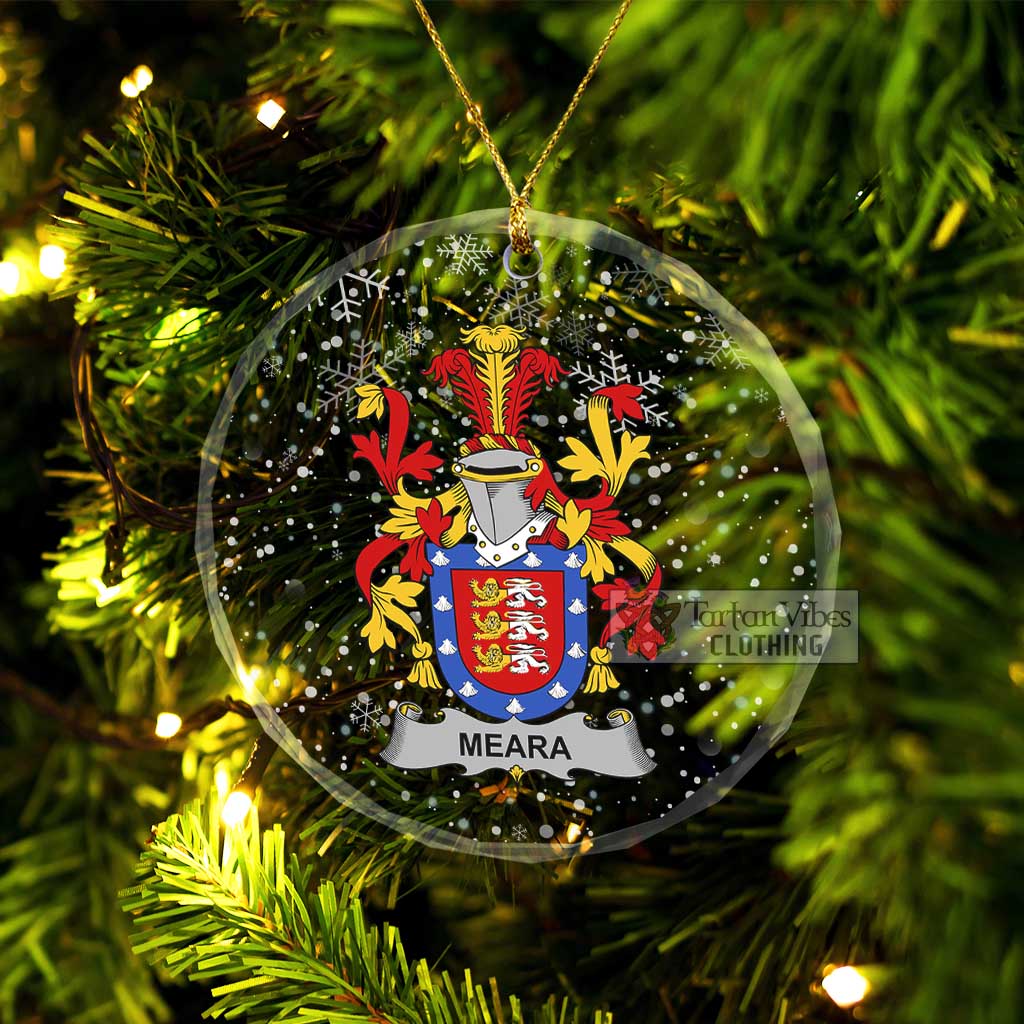 Meara Irish Clan Christmas Glass Ornament with Coat of Arms Transparent Glass Circle - 2D-tartanvibesclothing