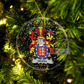 Tartan Vibes Clothing Meara Irish Clan Christmas Glass Ornament with Coat of Arms