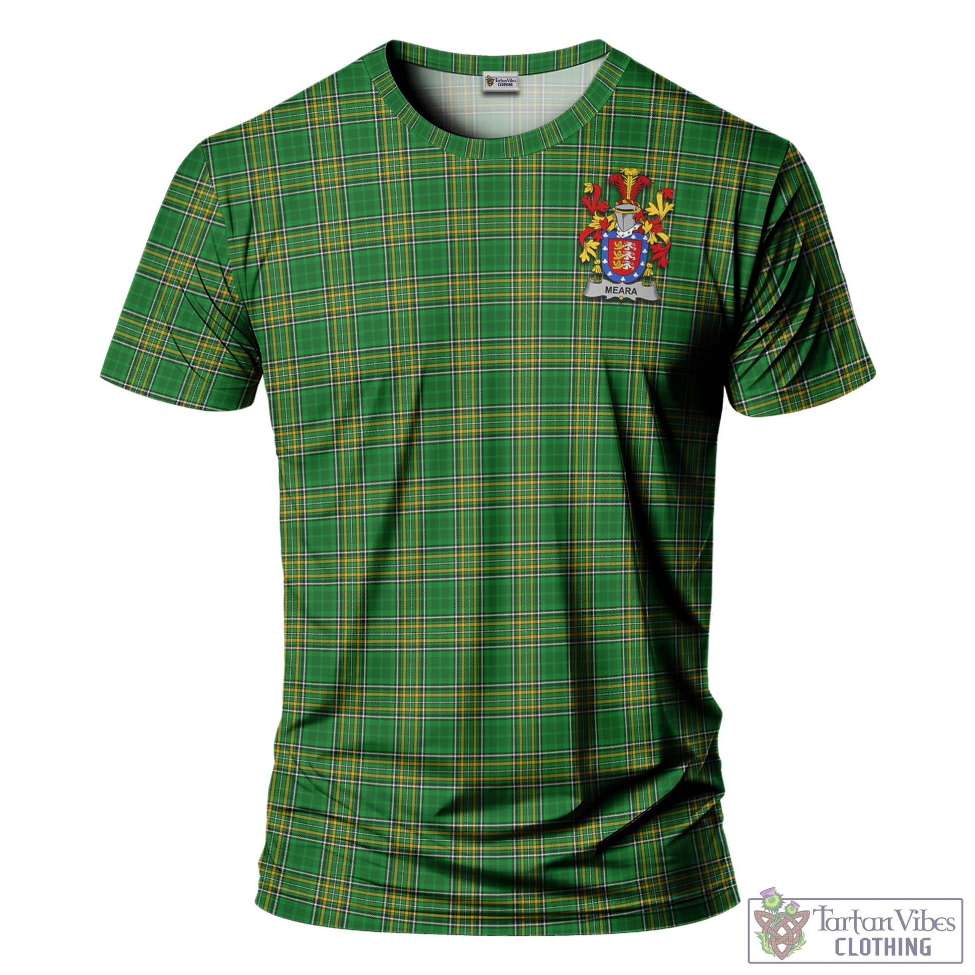 Meara Irish Clan Tartan T-Shirt with Family Seal - Tartan Vibes Clothing