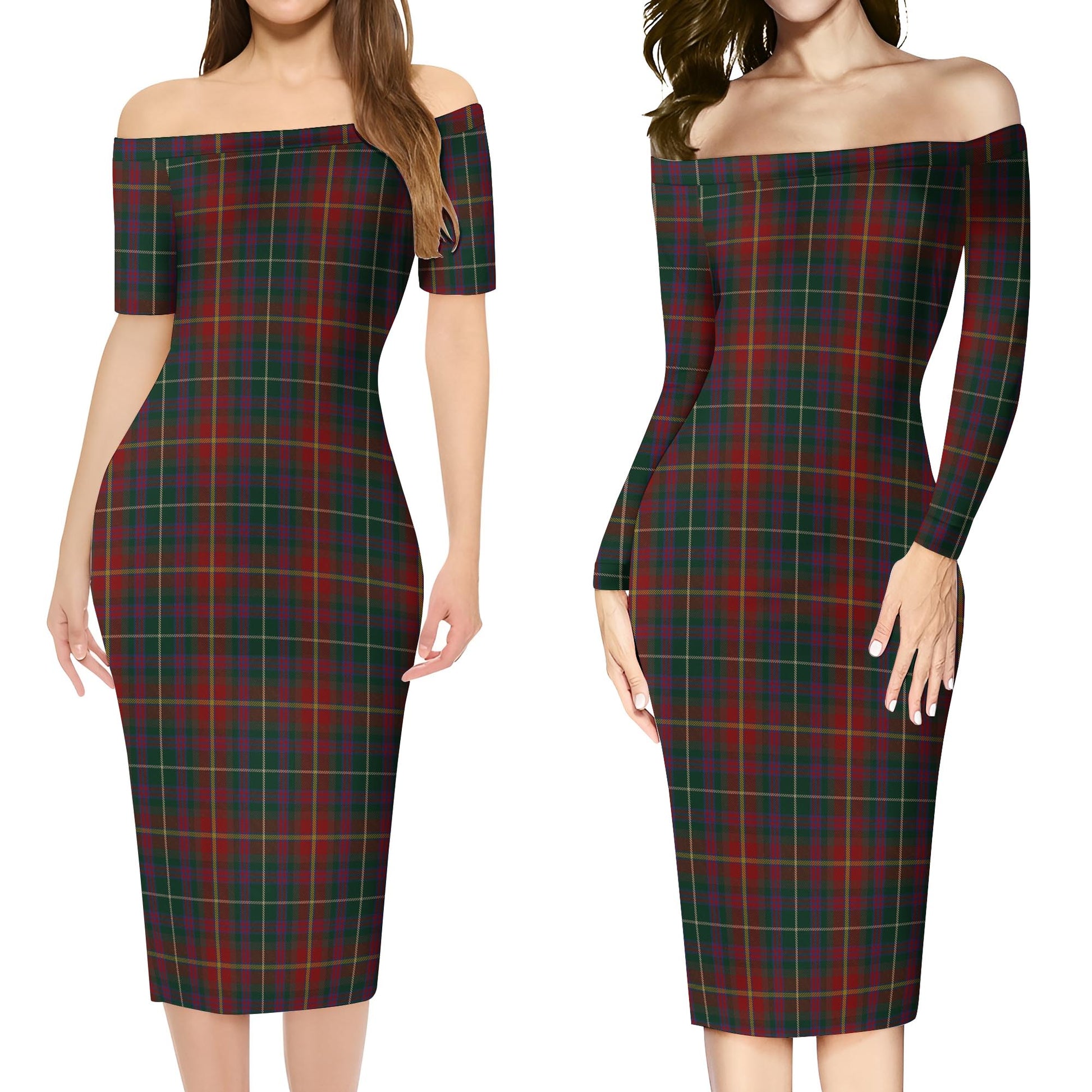 Meath County Ireland Tartan Off Shoulder Lady Dress Women's Dress - Tartan Vibes Clothing