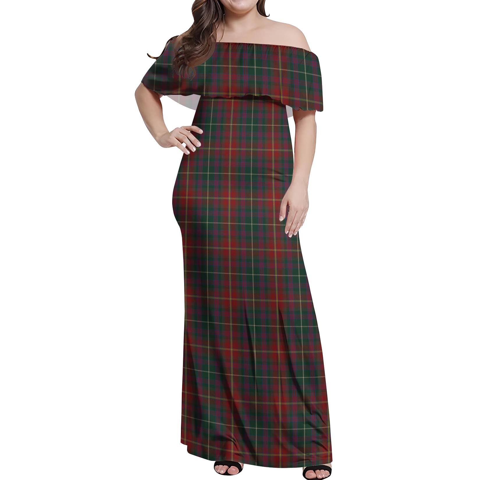 Meath County Ireland Tartan Off Shoulder Long Dress Women's Dress - Tartanvibesclothing