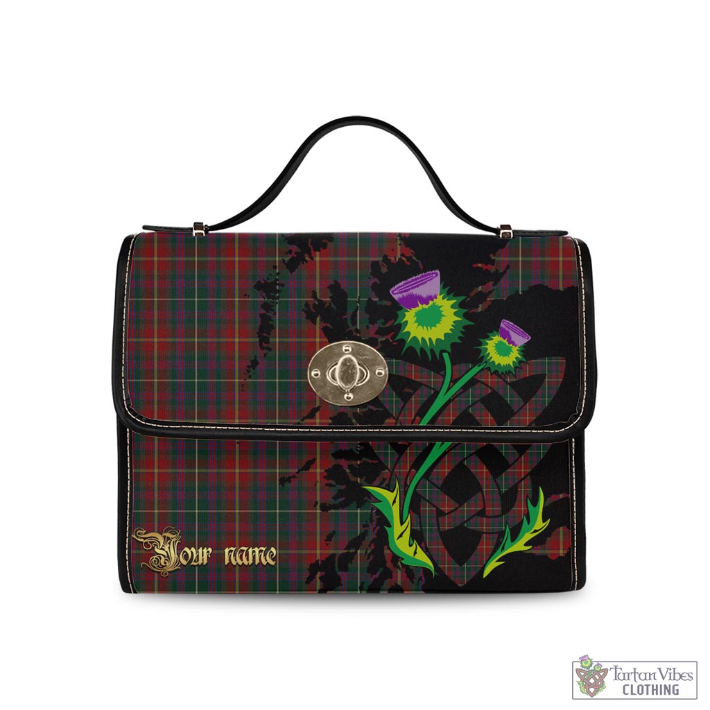 Tartan Vibes Clothing Meath County Ireland Tartan Waterproof Canvas Bag with Scotland Map and Thistle Celtic Accents