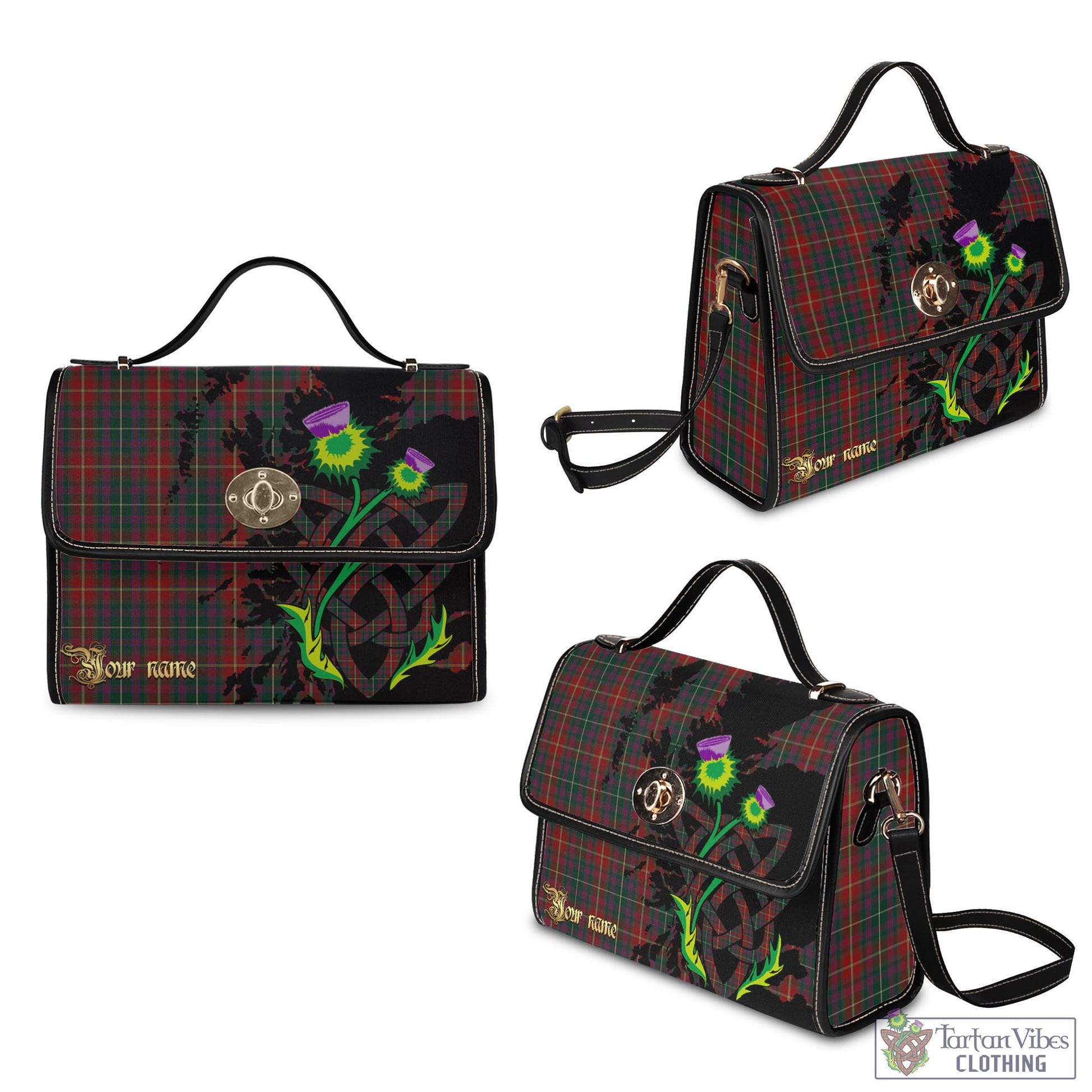 Tartan Vibes Clothing Meath County Ireland Tartan Waterproof Canvas Bag with Scotland Map and Thistle Celtic Accents