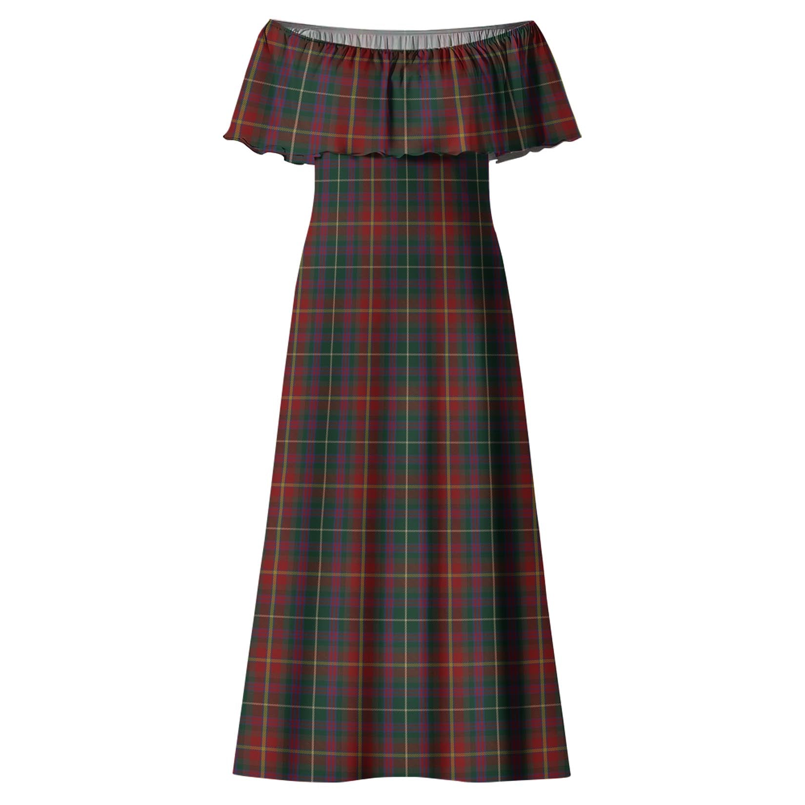 Meath County Ireland Tartan Off Shoulder Long Dress - Tartanvibesclothing