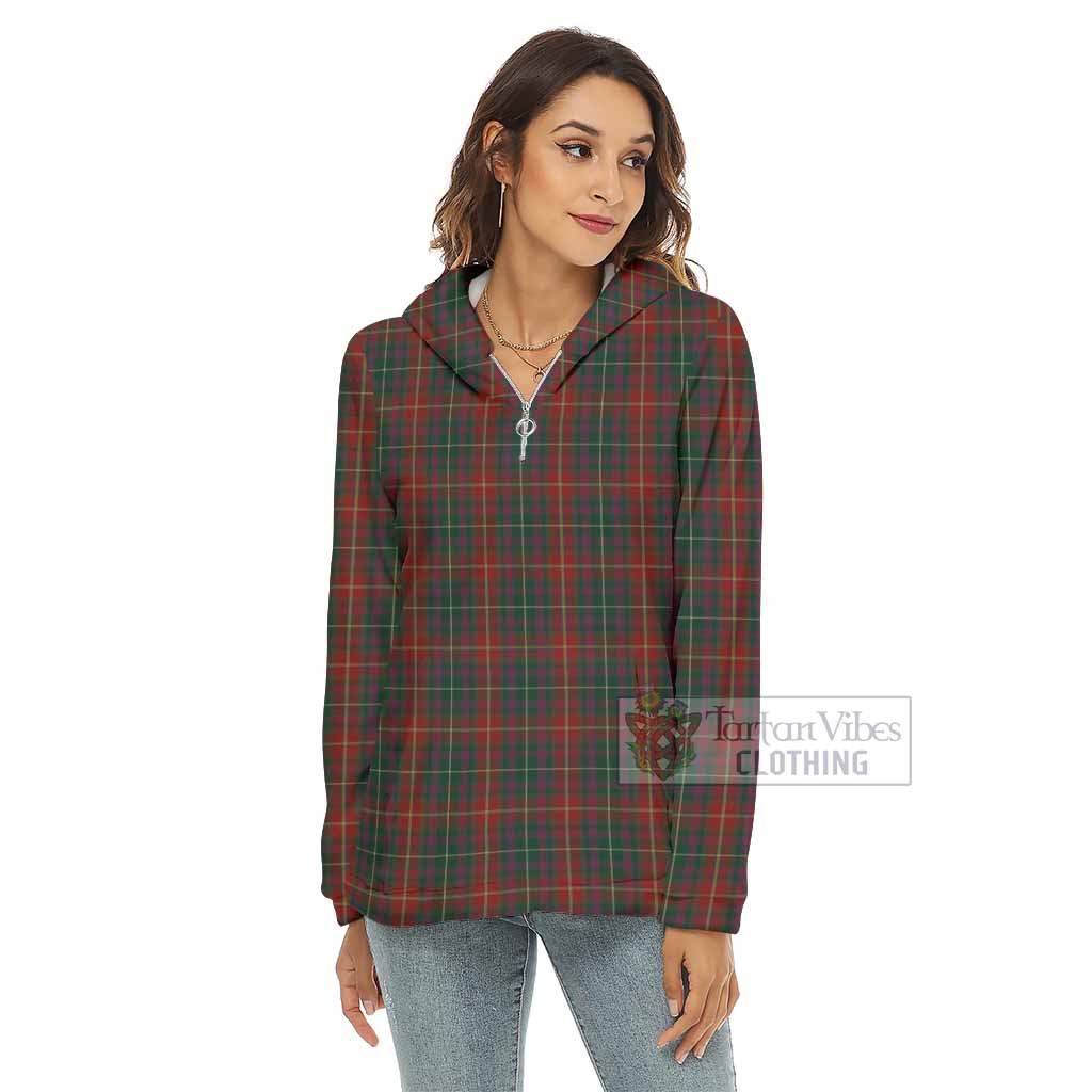 Meath County Ireland Tartan Women's Borg Fleece Hoodie with Half Zip - Tartan Vibes Clothing