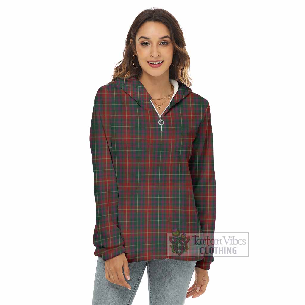 Meath County Ireland Tartan Women's Borg Fleece Hoodie with Half Zip - Tartan Vibes Clothing