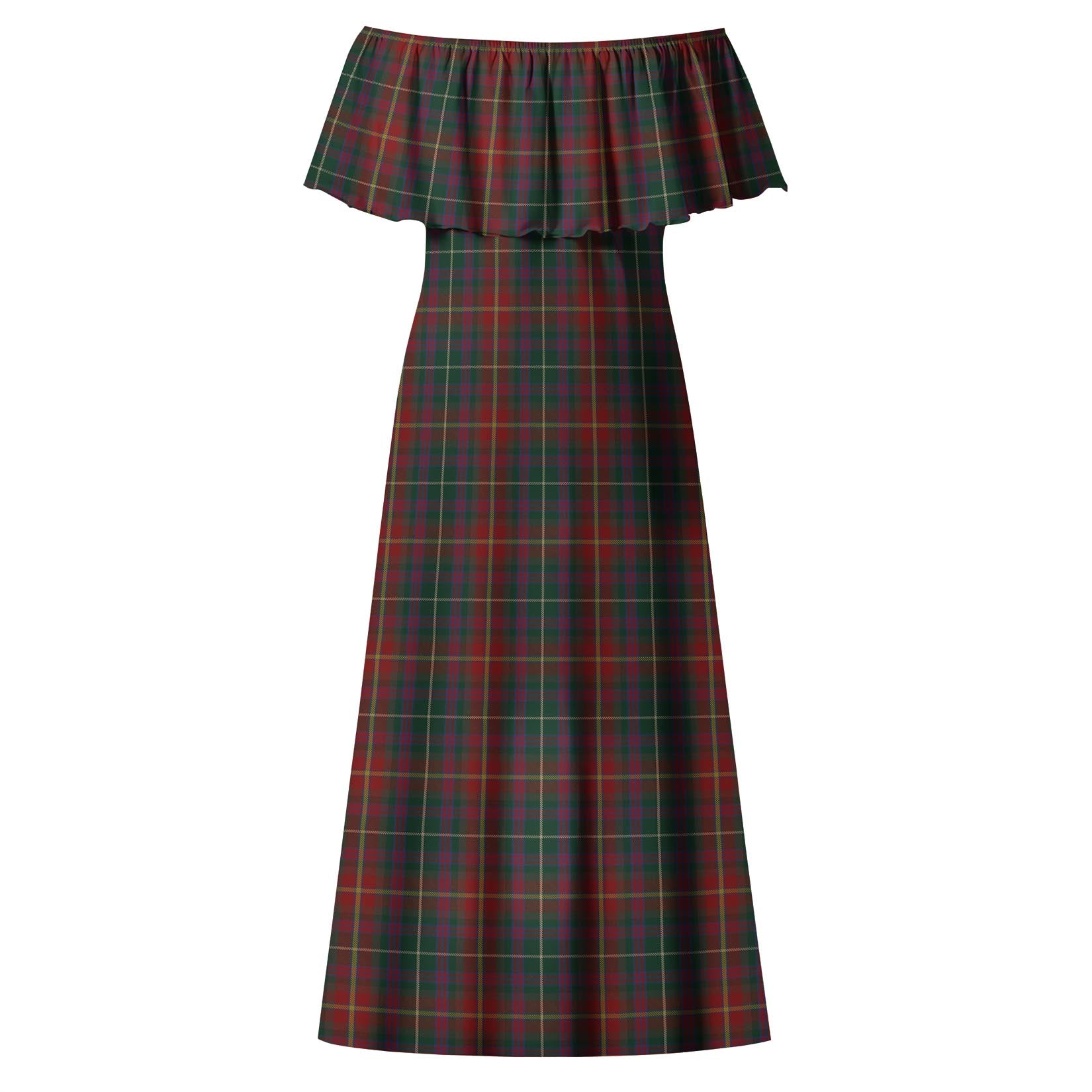 Meath County Ireland Tartan Off Shoulder Long Dress - Tartanvibesclothing