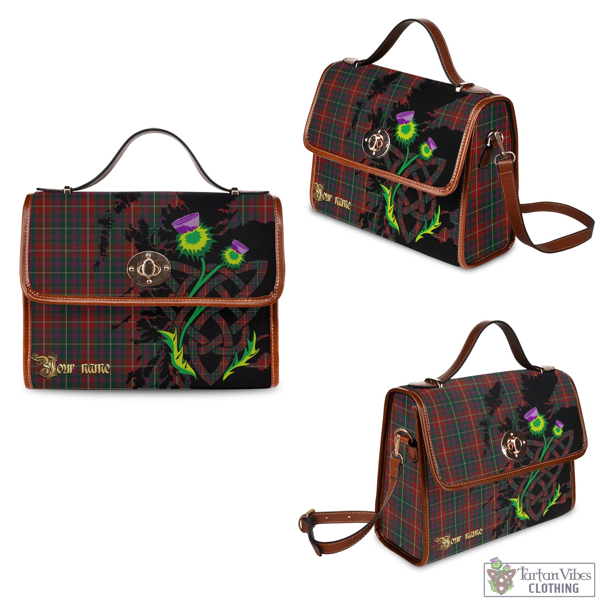 Tartan Vibes Clothing Meath County Ireland Tartan Waterproof Canvas Bag with Scotland Map and Thistle Celtic Accents