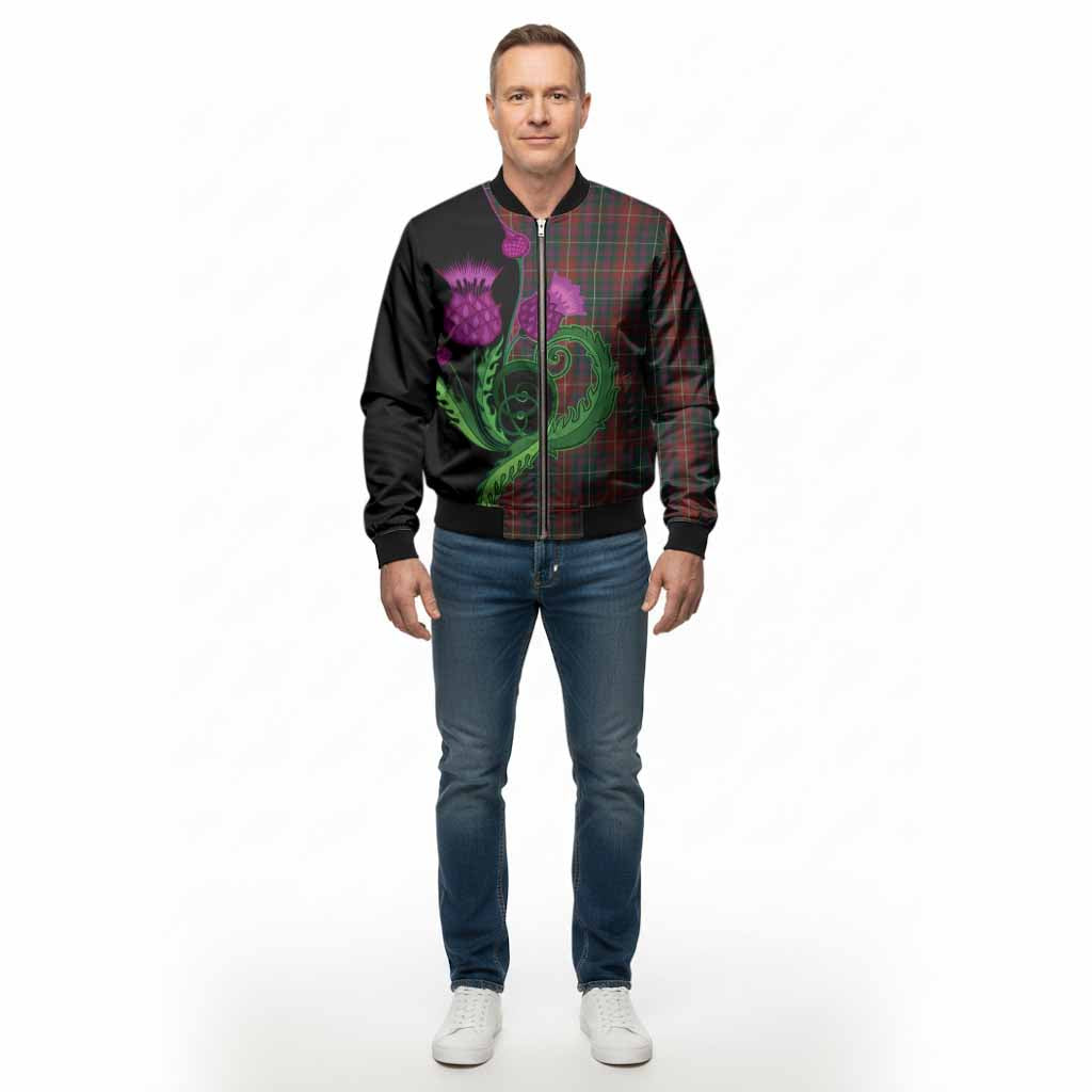 Meath County Ireland Tartan Bomber Jacket Traditional Scottish Thistle