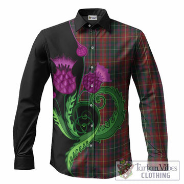 Meath County Ireland Tartan Long Sleeve Button Shirts Traditional Scottish Thistle
