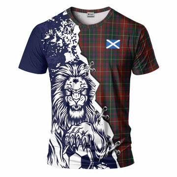 Meath County Ireland Tartan Scottish T-Shirt Angry Lion With Soccer Ball Style