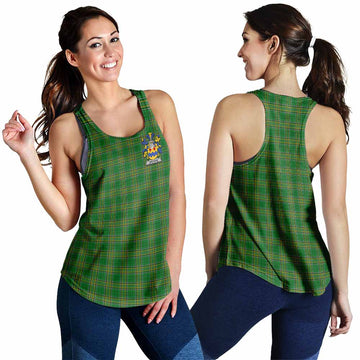 Mecham Irish Clan Tartan Women's Racerback Tanks with Coat of Arms 4XL - Tartan Vibes Clothing
