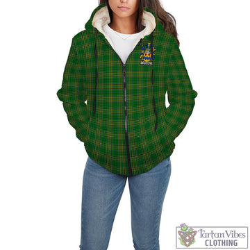 Mecham Irish Clan Tartan Sherpa Hoodie with Coat of Arms - Tartan Vibes Clothing