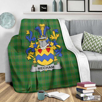 Tartan Vibes Clothing Mecham Irish Clan Tartan Blanket with Coat of Arms