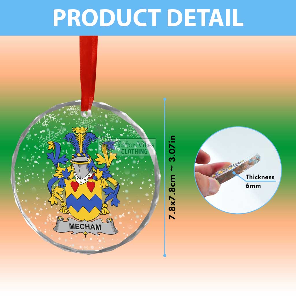 Tartan Vibes Clothing Mecham Irish Clan Christmas Glass Ornament with Coat of Arms