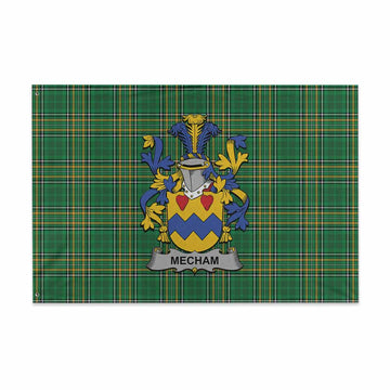Tartan Vibes Clothing Mecham Irish Clan Tartan House Flag with Coat of Arms
