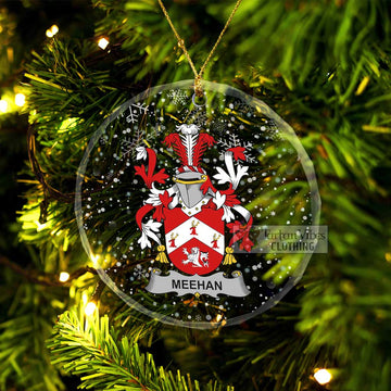 Meehan Irish Clan Christmas Glass Ornament with Coat of Arms
