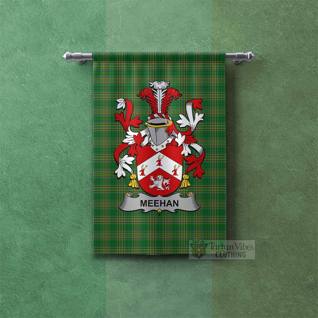 Tartan Vibes Clothing Meehan Irish Clan Tartan Gonfalon, Tartan Banner with Coat of Arms