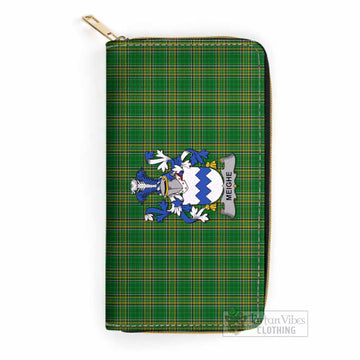 Tartan Vibes Clothing Meighe Irish Clan Tartan Women's Leather Wallet with Coat of Arms