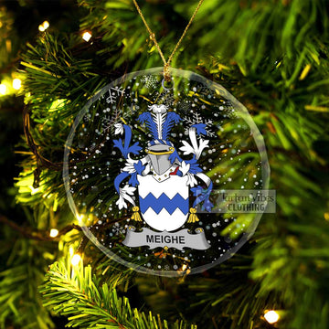 Tartan Vibes Clothing Meighe Irish Clan Christmas Glass Ornament with Coat of Arms