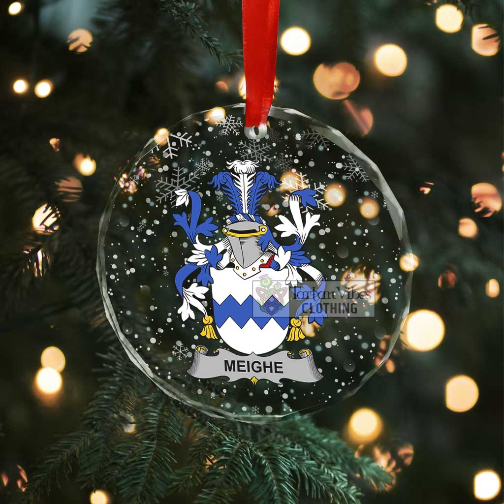 Meighe Irish Clan Christmas Glass Ornament with Coat of Arms - 2D-tartanvibesclothing
