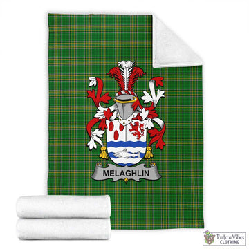 Melaghlin Irish Clan Tartan Blanket with Coat of Arms