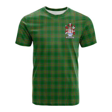 Melaghlin Irish Clan Tartan Cotton T-shirt with Coat of Arms
