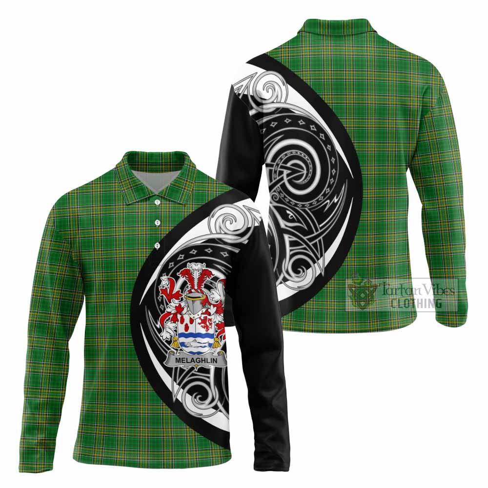 Tartan Vibes Clothing Melaghlin Irish Clan Long Sleeve Polo Shirt Celtic Circle Style