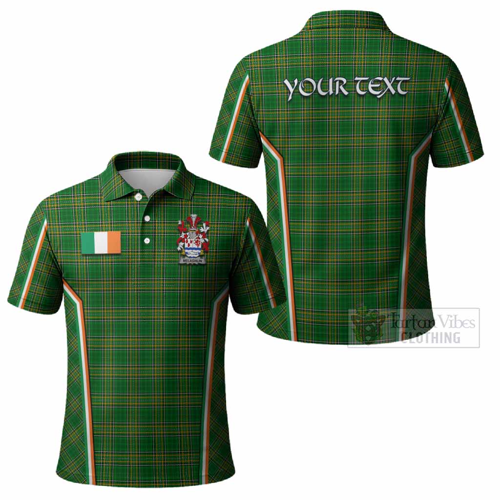 Melaghlin Irish Clan Coat of Arm Tartan Polo Shirt Flag Style