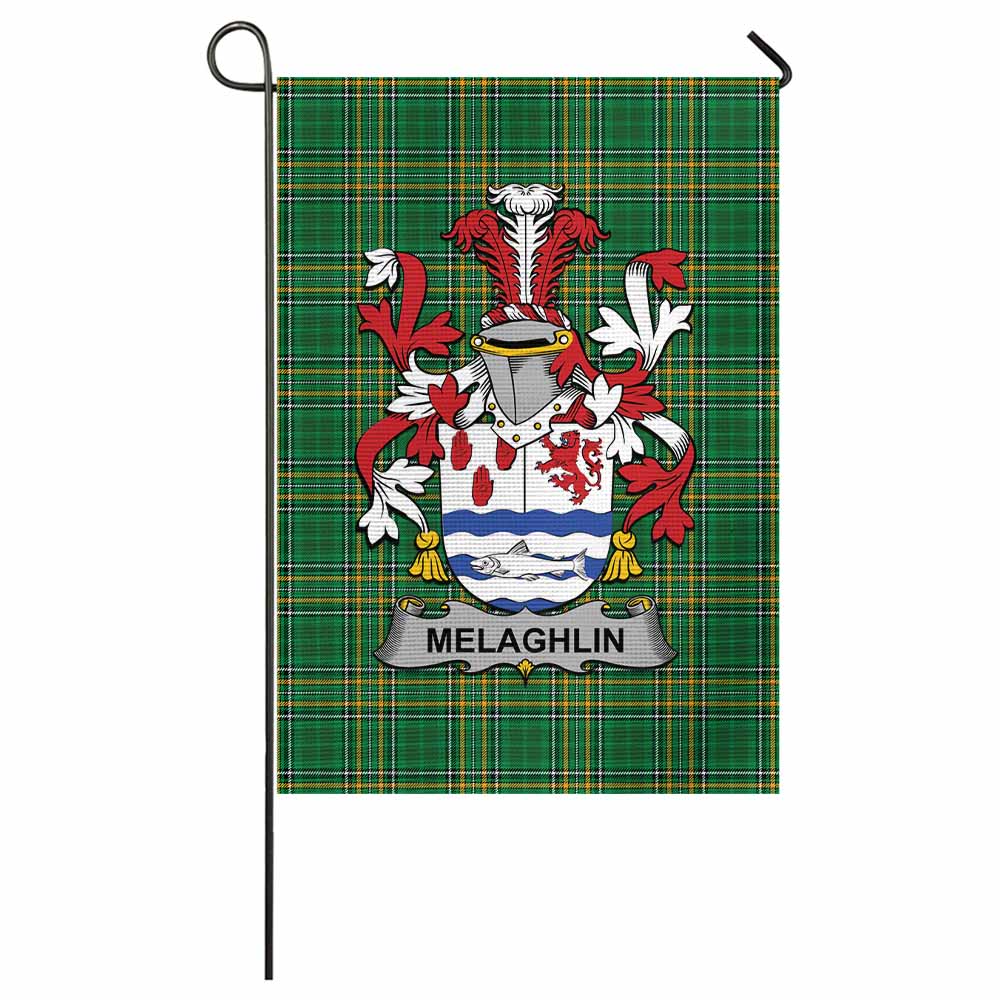 Melaghlin Irish Clan Tartan Flag with Coat of Arms