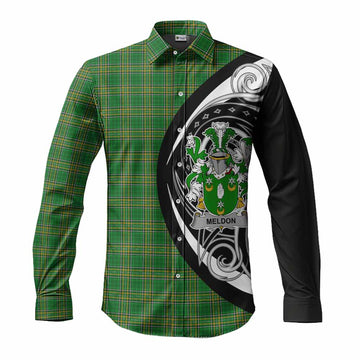 Tartan Vibes Clothing Meldon Irish Clan Long Sleeve Button Shirt Celtic Circle Style