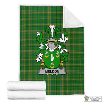 Tartan Vibes Clothing Meldon Irish Clan Tartan Blanket with Coat of Arms