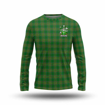 Tartan Vibes Clothing Meldon Irish Clan Tartan Long Sleeve T-Shirt with Coat of Arms