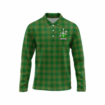 Meldon Irish Clan Tartan Long Sleeve Polo Shirt with Coat of Arms