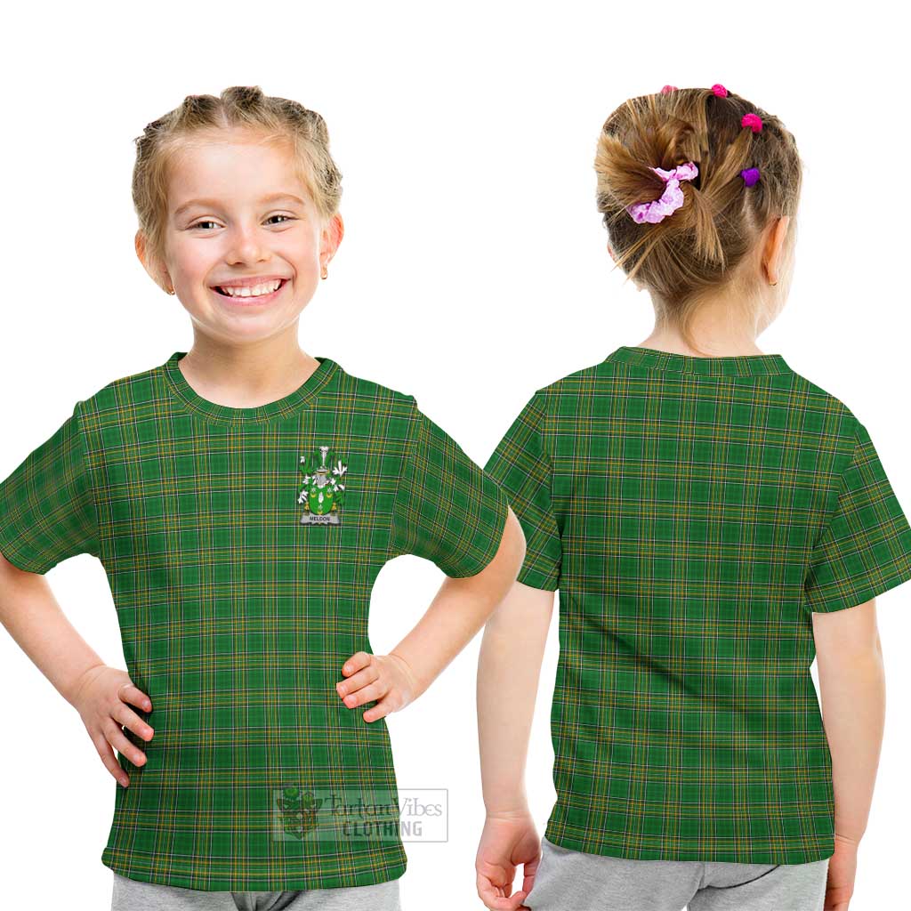 Tartan Vibes Clothing Meldon Irish Clan Kid T-Shirt with Coat of Arms