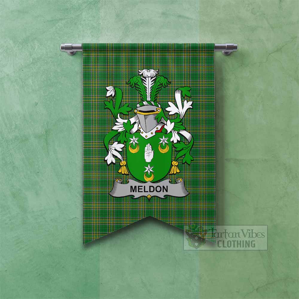 Tartan Vibes Clothing Meldon Irish Clan Tartan Gonfalon, Tartan Banner with Coat of Arms