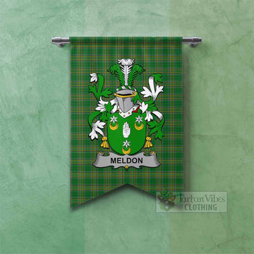 Meldon Irish Clan Tartan Gonfalon, Tartan Banner with Coat of Arms