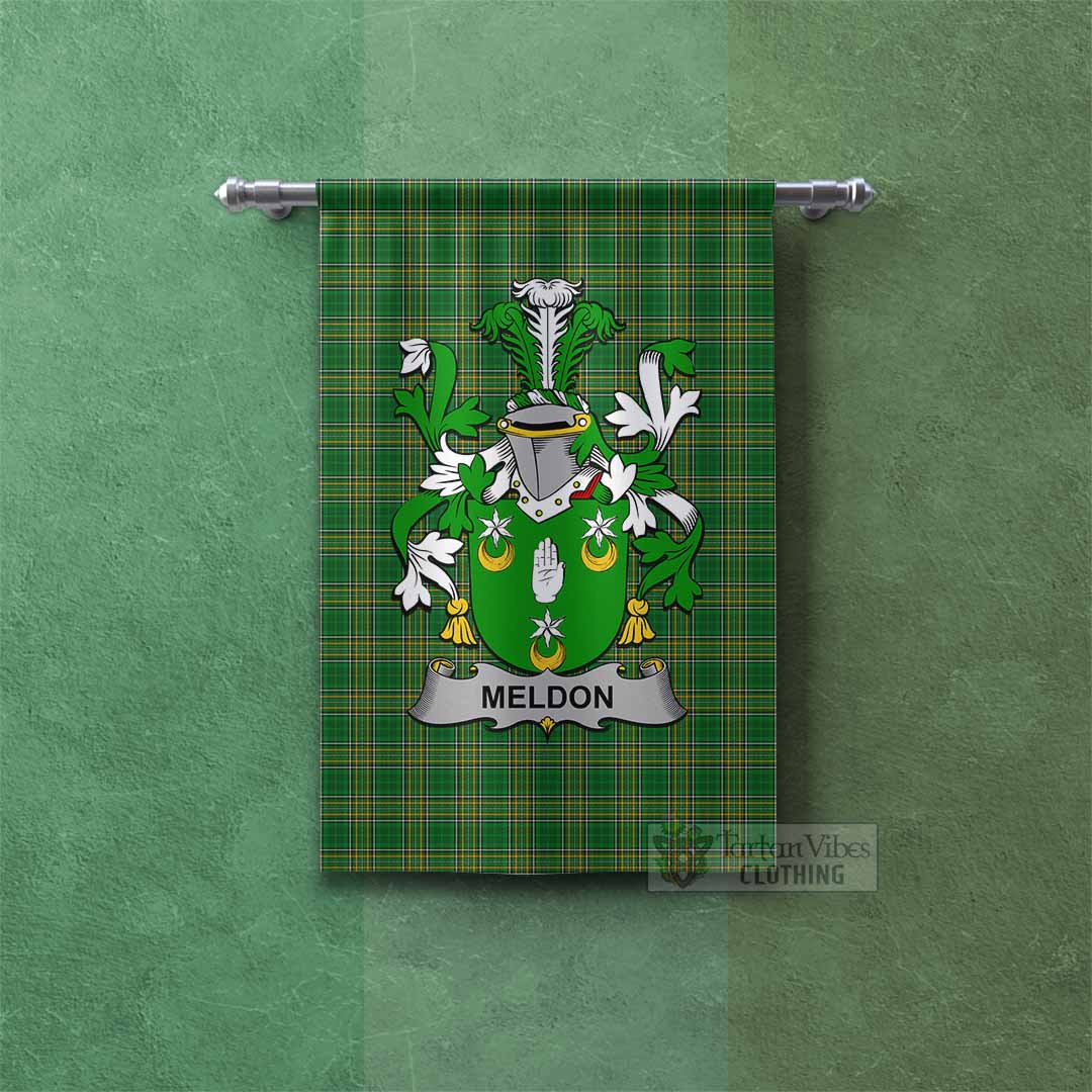 Tartan Vibes Clothing Meldon Irish Clan Tartan Gonfalon, Tartan Banner with Coat of Arms