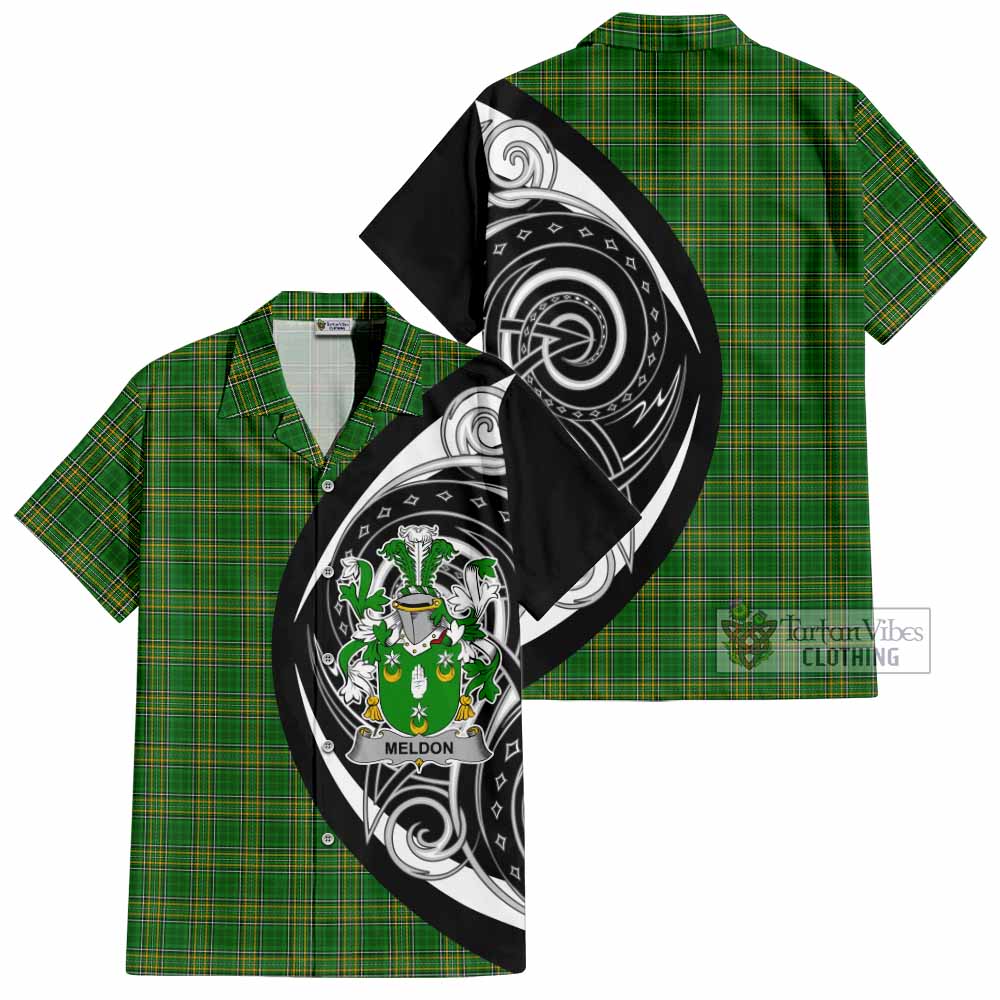 Tartan Vibes Clothing Meldon Irish Clan Short Sleeve Button Shirt Celtic Circle Style
