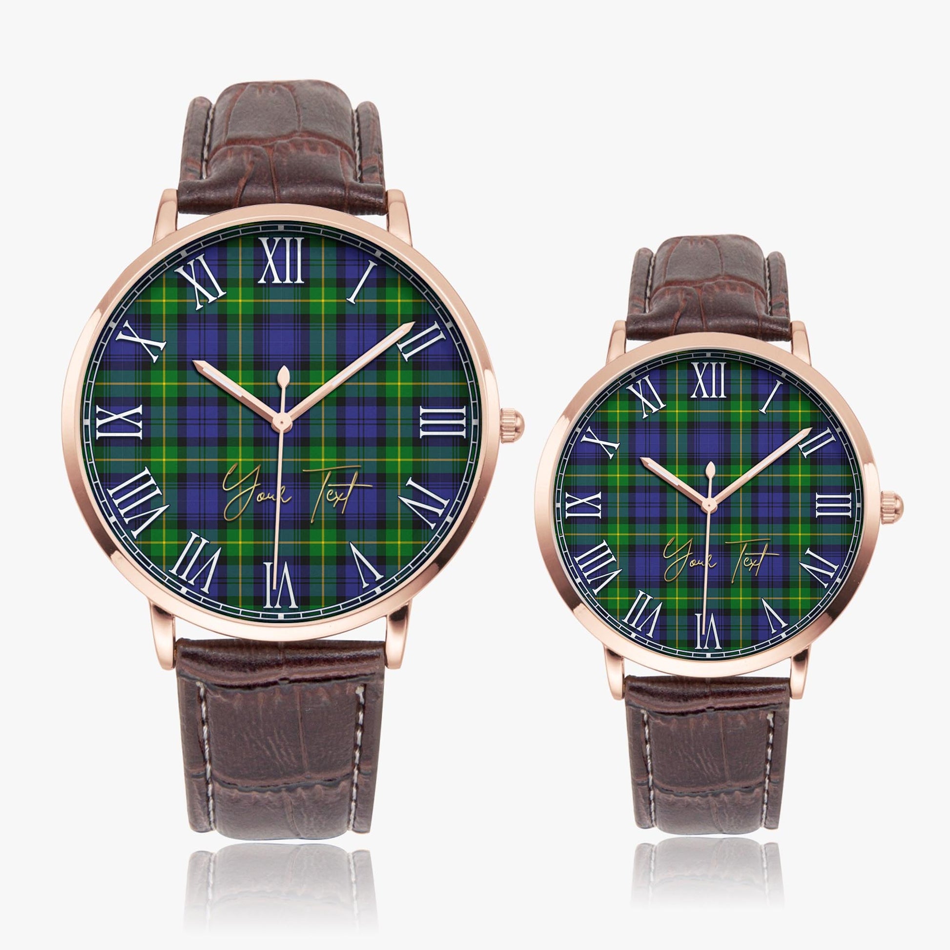 Meldrum Tartan Personalized Your Text Leather Trap Quartz Watch - Tartan Vibes Clothing