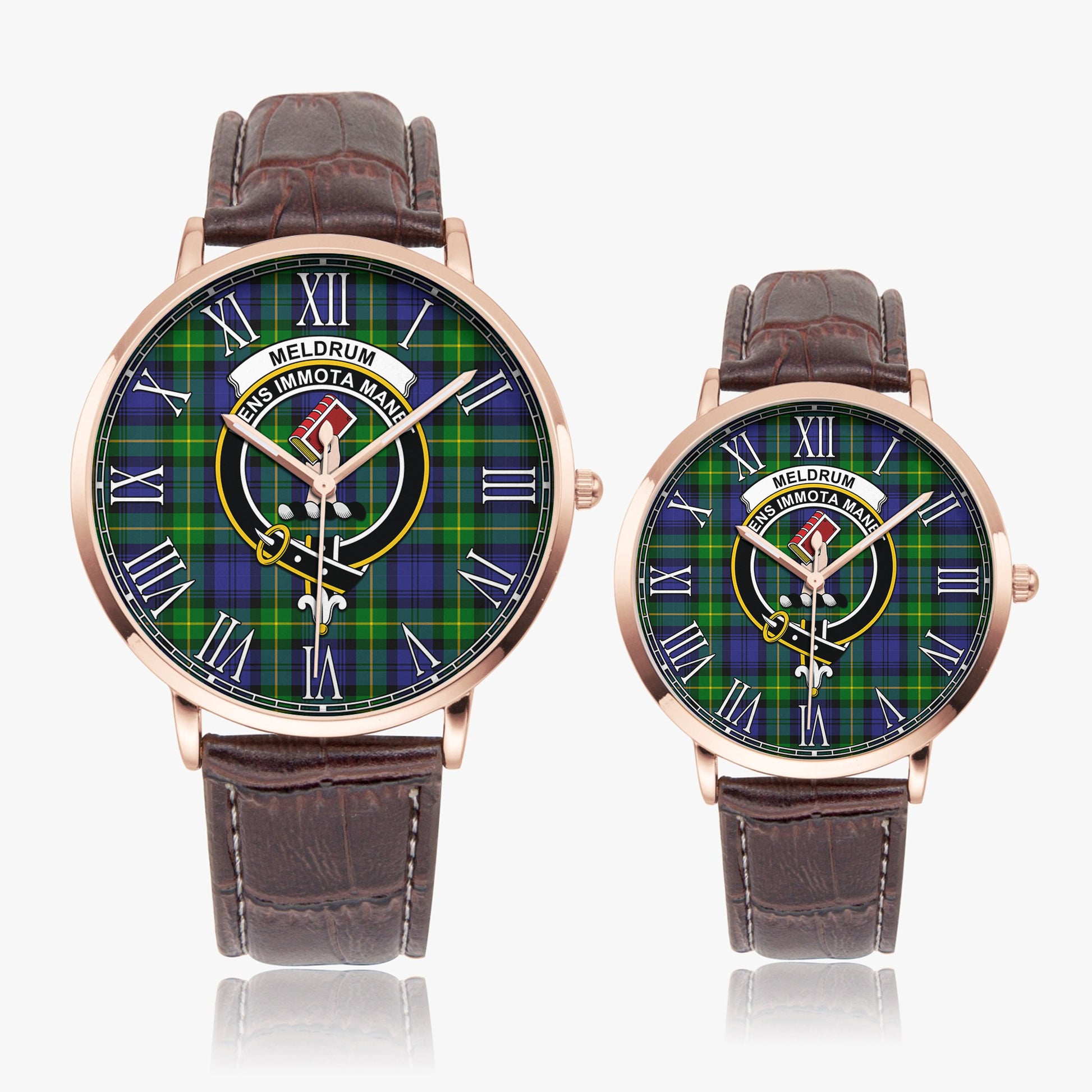 Meldrum Tartan Family Crest Leather Strap Quartz Watch - Tartan Vibes Clothing